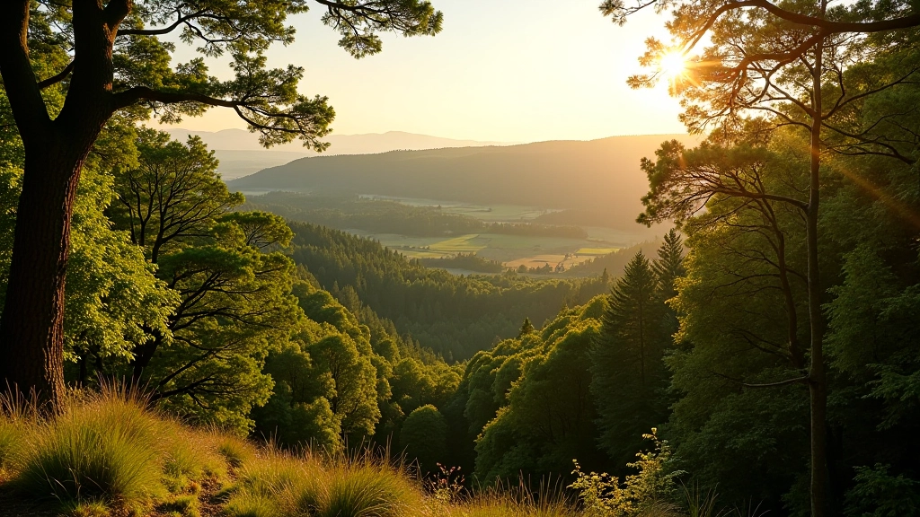 Panoramic woodland vista showing the scale and beauty of Kilmacurragh arboretum landscape